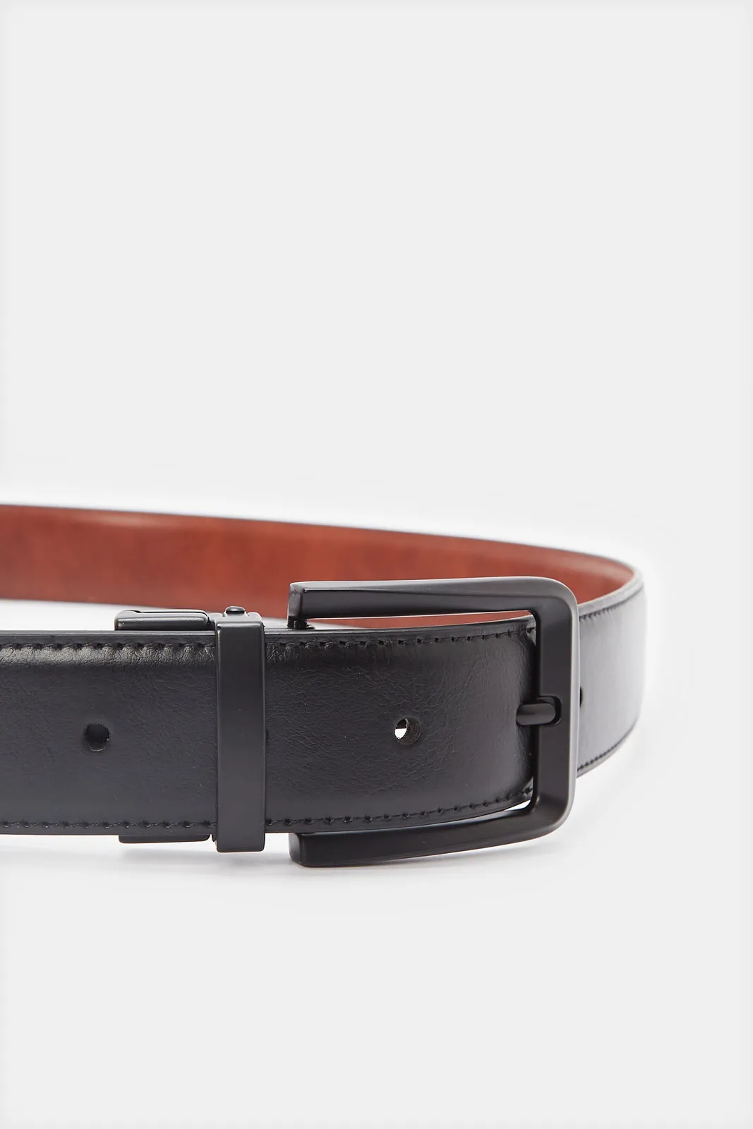 Men Black And Tan Belt With Twist Buckle sold by Redtag product image thumbnail 2