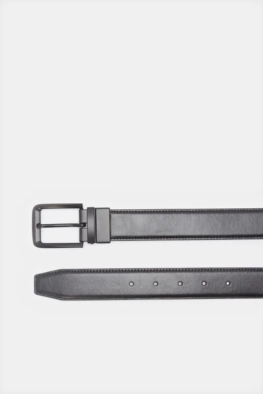 Men Black And Tan Belt With Twist Buckle sold by Redtag