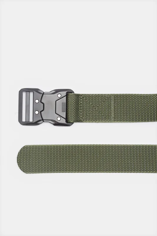 Men Olive Elastic Belt sold by Redtag