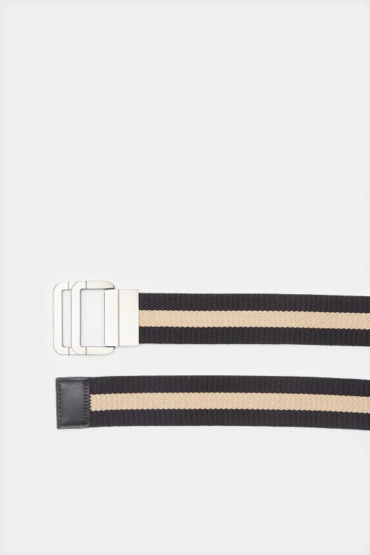 Men Black And Beige Elastic Belt sold by Redtag