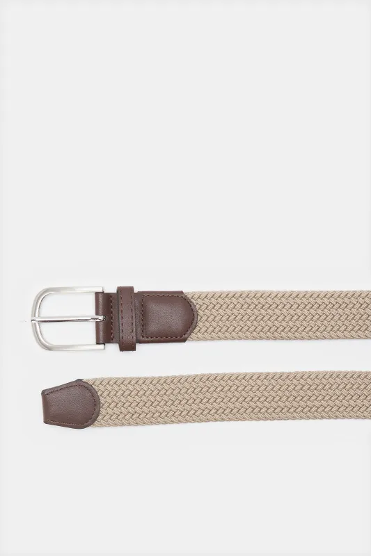 Men Beige Elastic Belt sold by Redtag