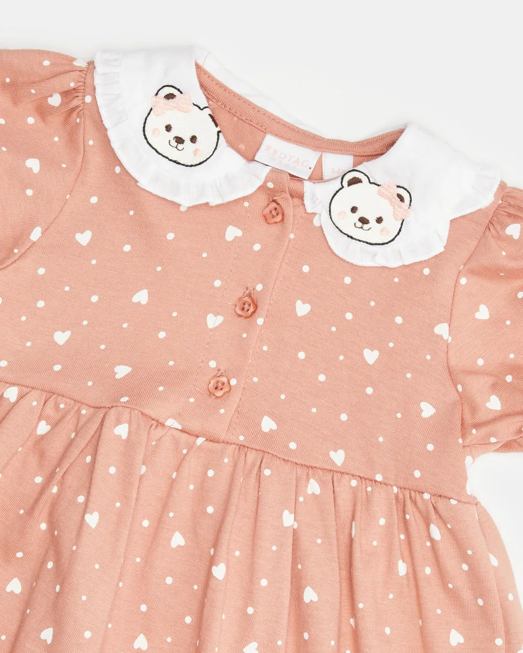 Infant Girls Pink Printed Collared Dress With Headband sold by Redtag product image thumbnail 2