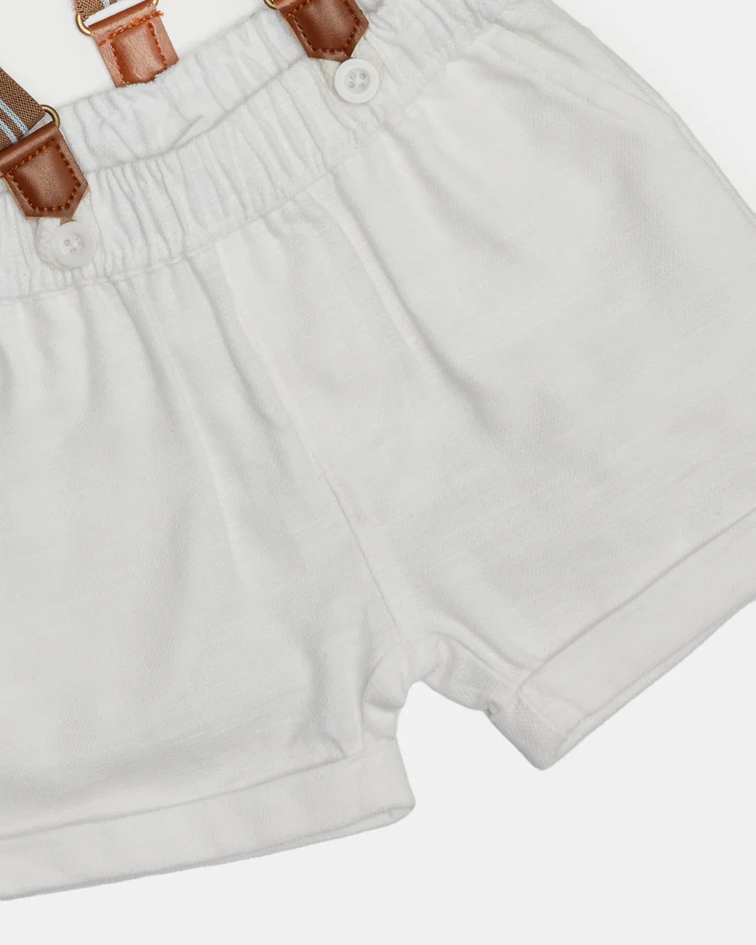 Infant Boys White Short With Suspenders sold by Redtag product image thumbnail 3