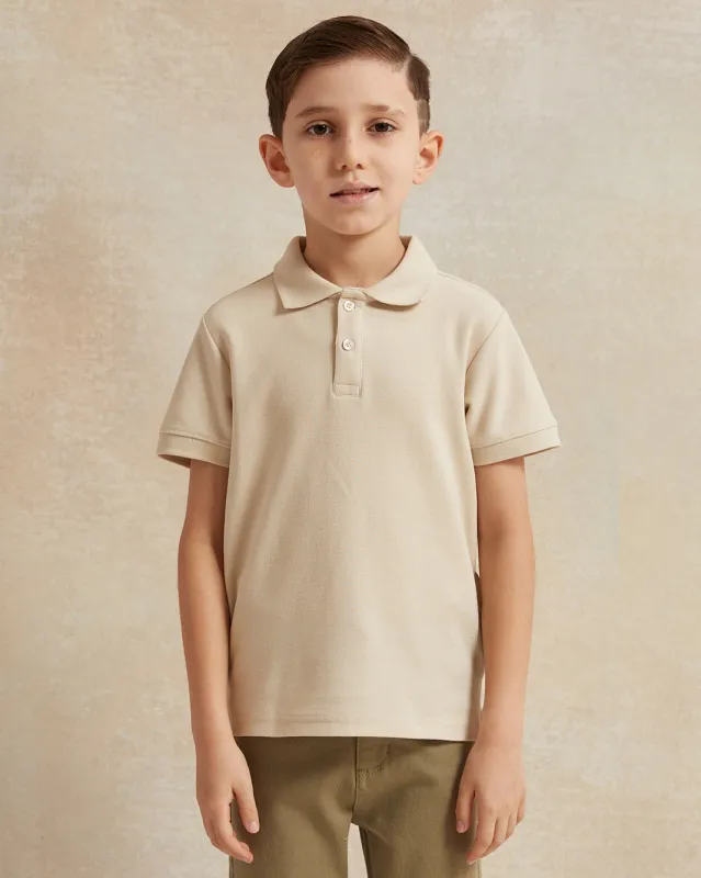 Boys Beige Polo T-Shirt sold by Redtag