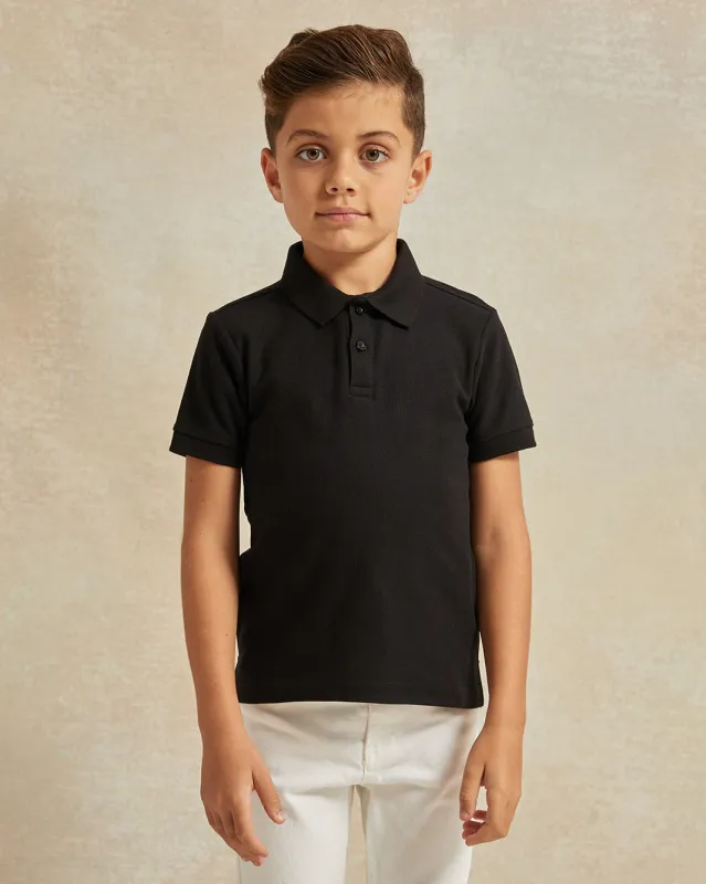 Boys Black Polo T-Shirt sold by Redtag