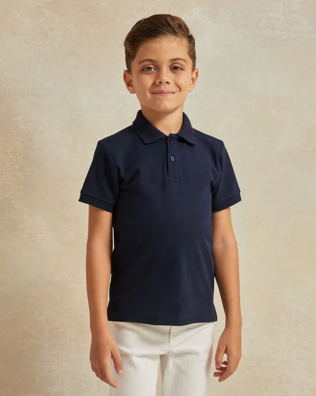 Boys Navy Polo T-Shirt made by Redtag