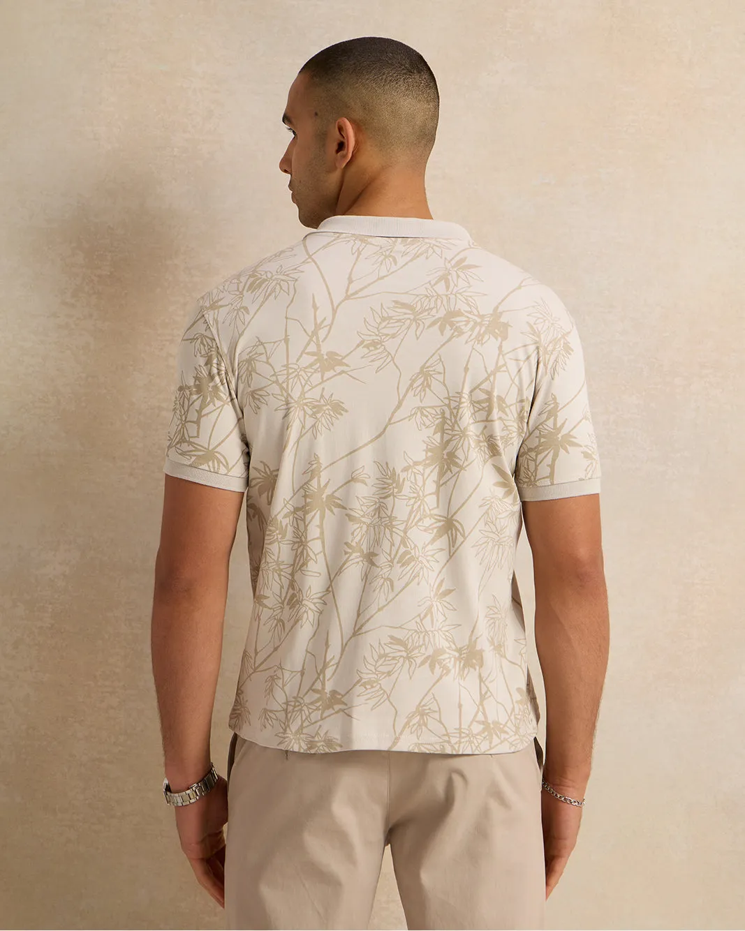 Men Beige Printed Basic Polo Shirt sold by Redtag product image thumbnail 3