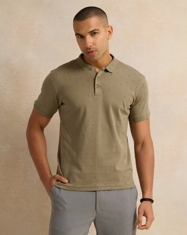 Men Green Short Sleeved Polo Shirt sold by Redtag