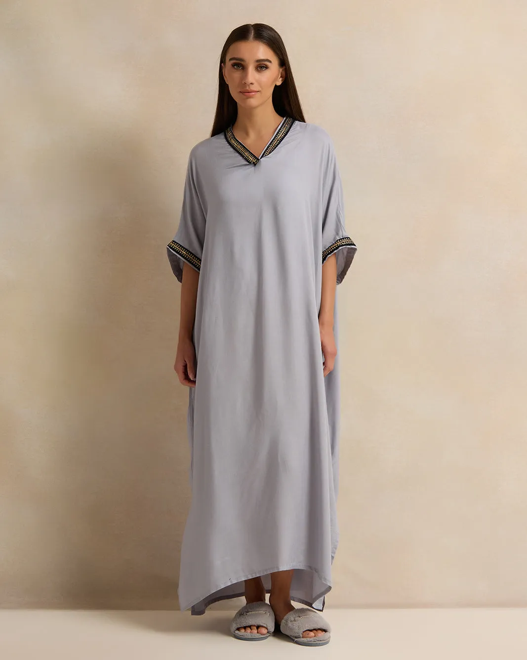 Women Blue Embroidery Kaftan Nightgown sold by Redtag product image thumbnail 4