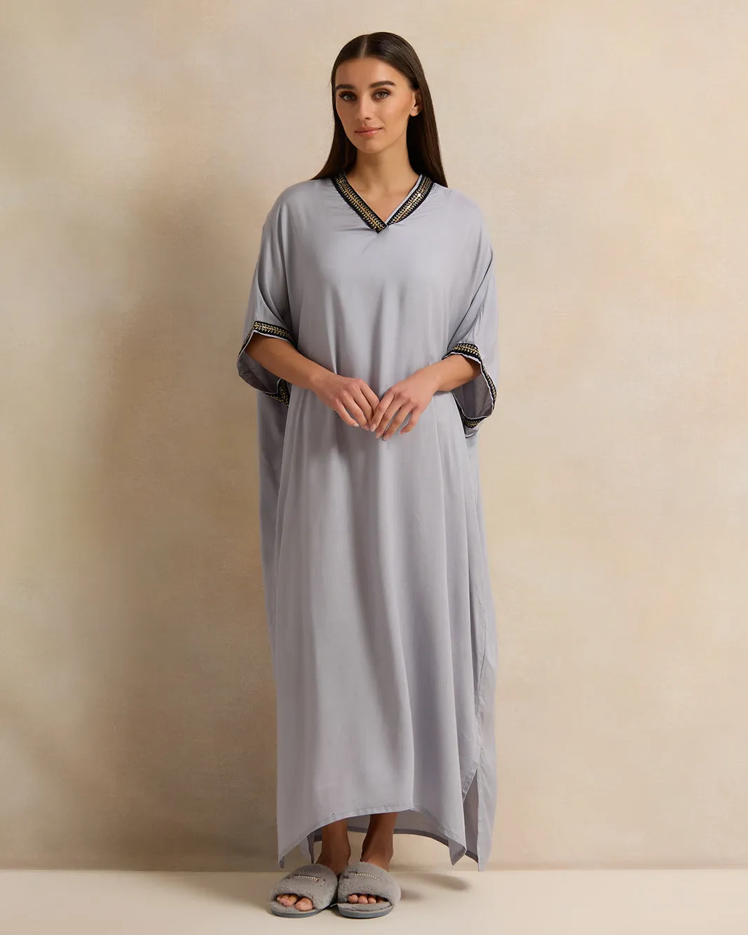 Women Blue Embroidery Kaftan Nightgown sold by Redtag