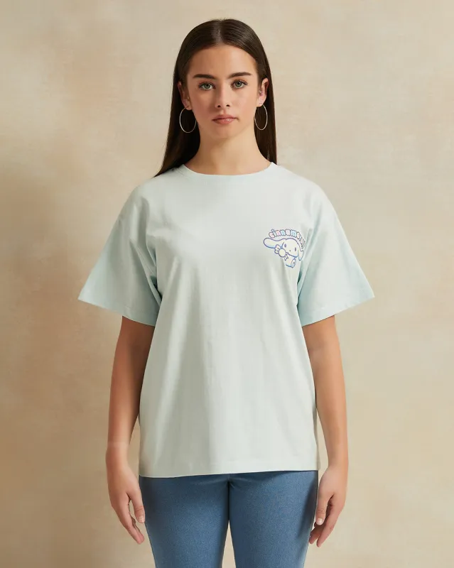 Senior Girls Teal Over Size Printed T-shirt sold by Redtag