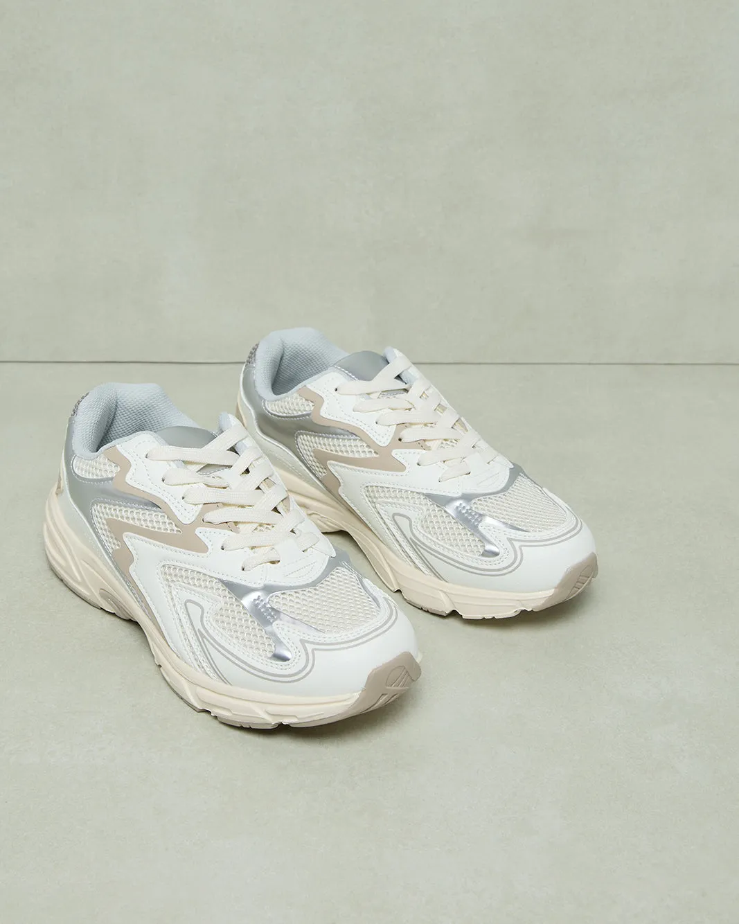 Women White Material Block Lace-Up Shoes sold by Redtag product image thumbnail 2