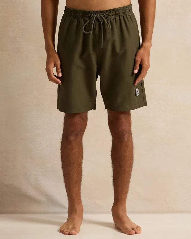 Men Olive Plain Active Shorts sold by Redtag