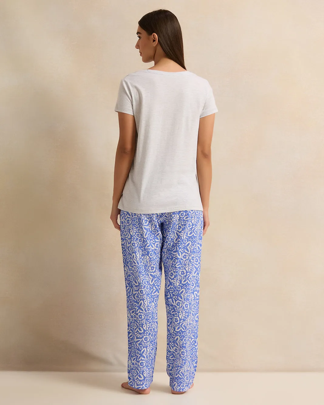 Women Blue And Grey Printed Pyjama Set (2 Piece) sold by Redtag product image thumbnail 4
