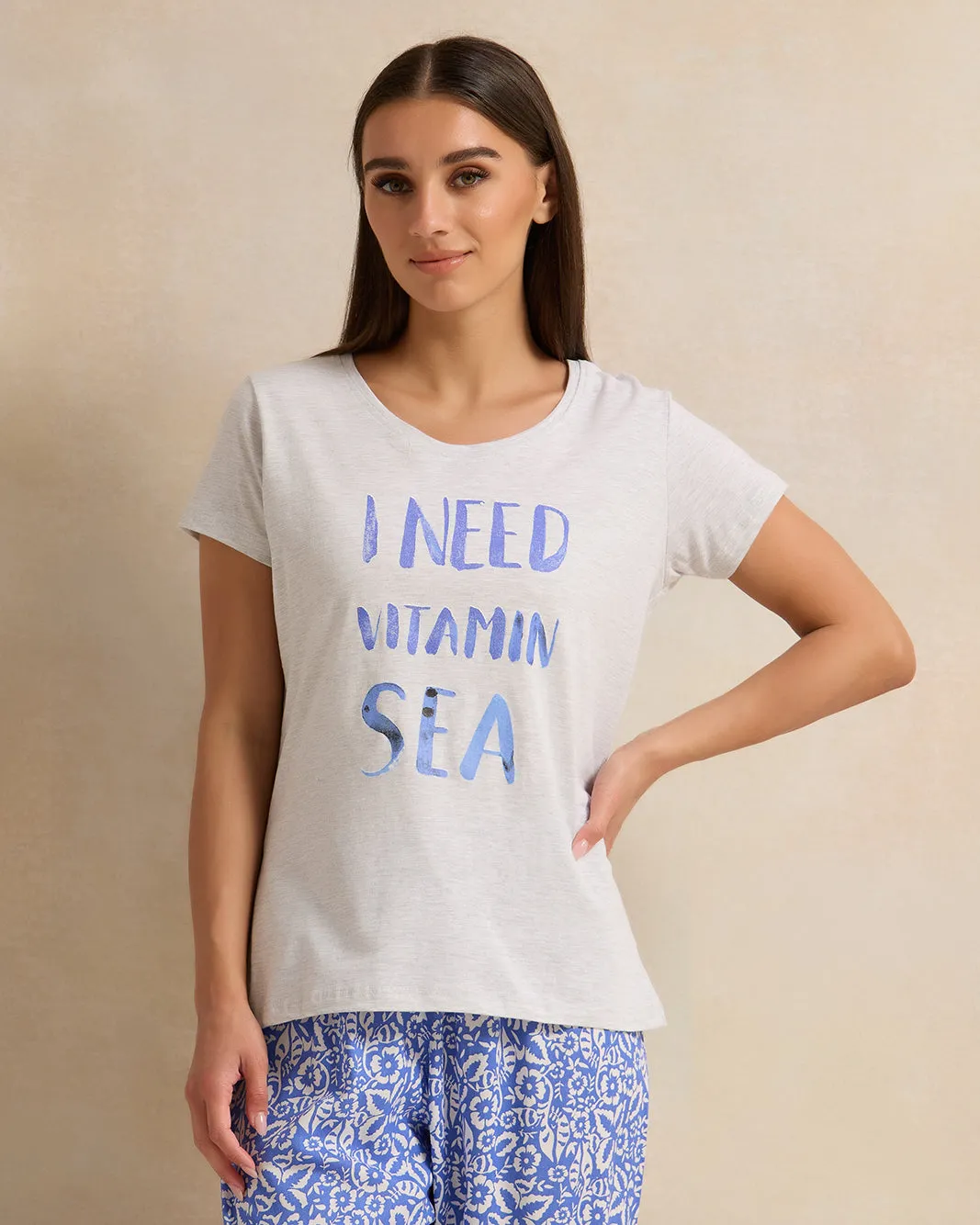 Women Blue And Grey Printed Pyjama Set (2 Piece) sold by Redtag product image thumbnail 2