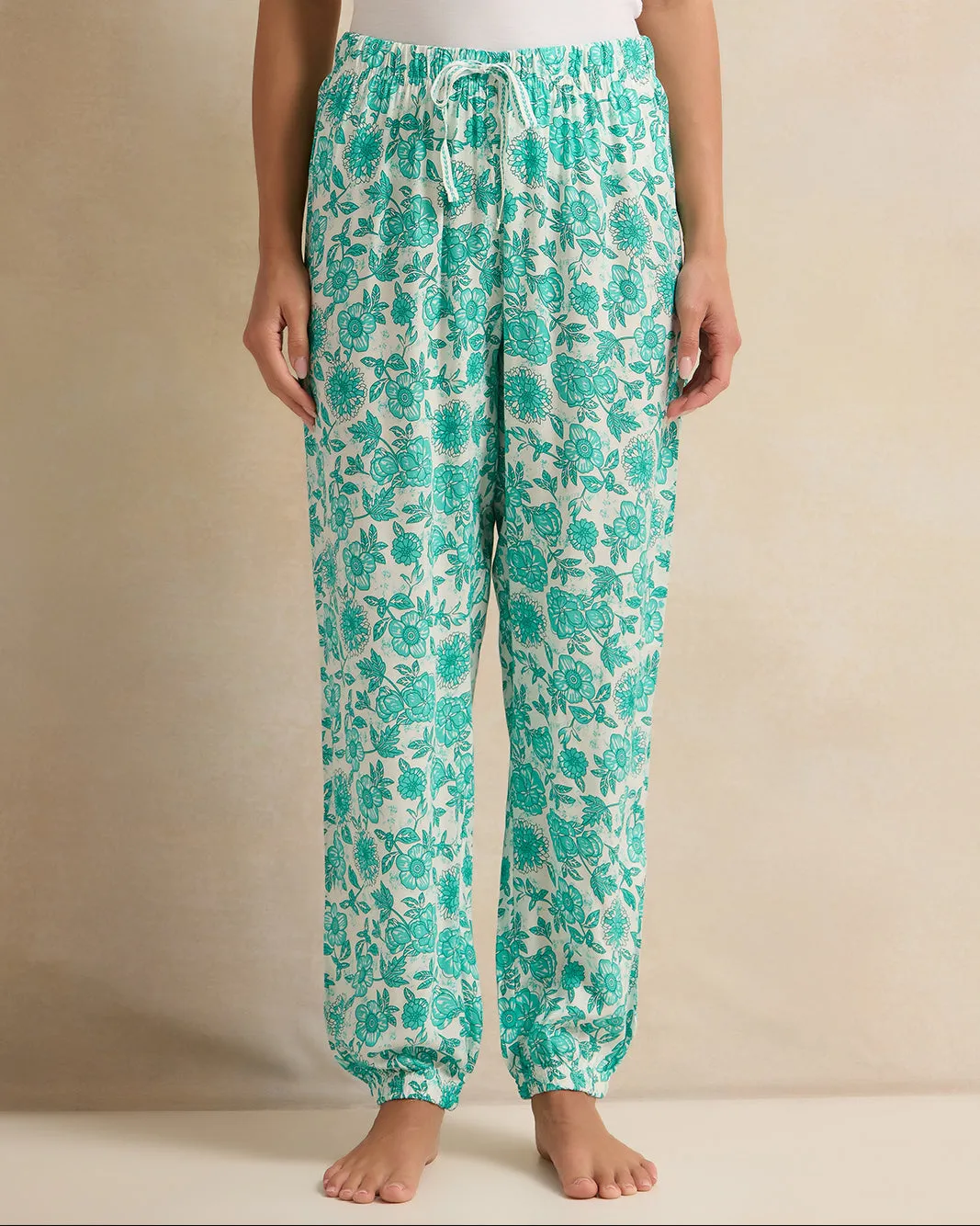 Women Teal And White Printed Pyjama Set (2 Piece) sold by Redtag product image thumbnail 3