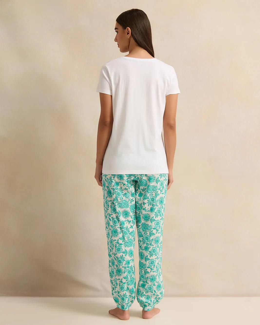 Women Teal And White Printed Pyjama Set (2 Piece) sold by Redtag product image thumbnail 4
