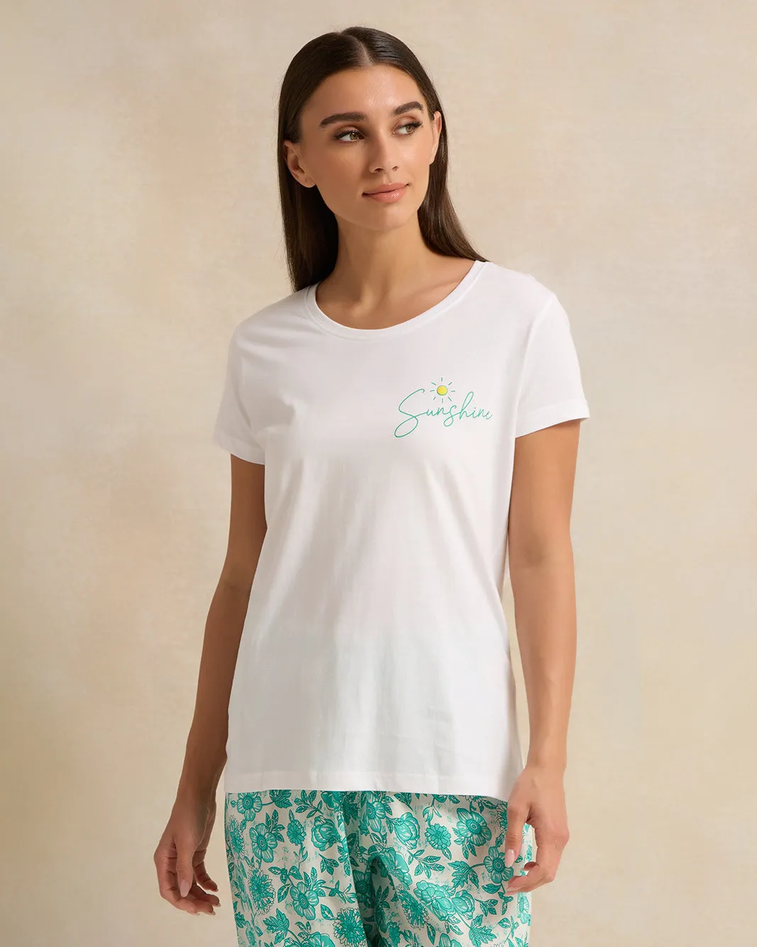 Women Teal And White Printed Pyjama Set (2 Piece) sold by Redtag product image thumbnail 2