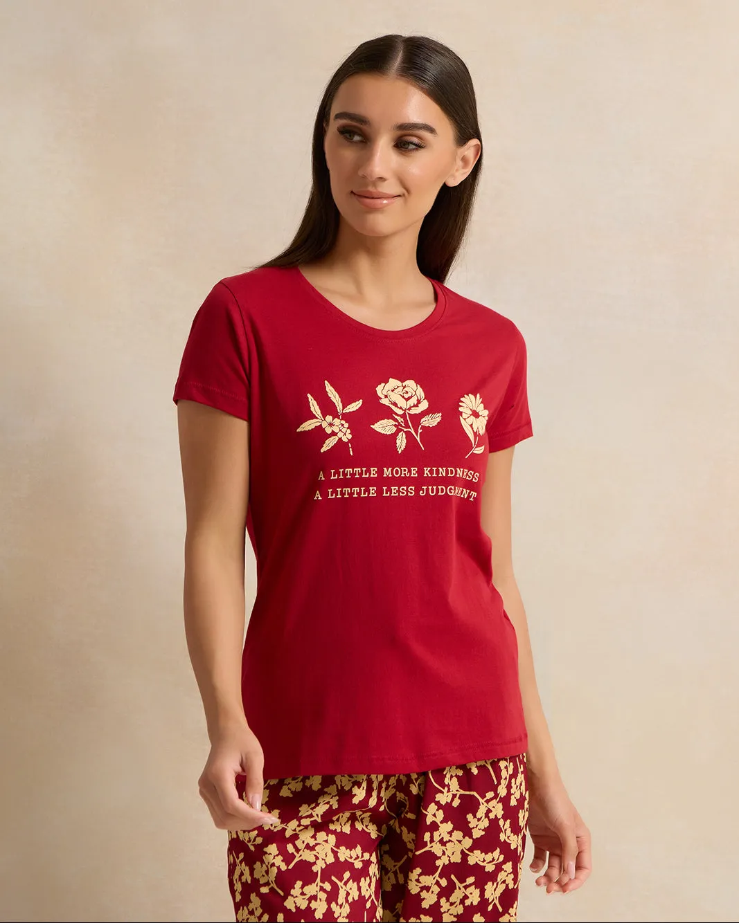 Women Red Floral Printed Pyjama Set (2 Piece) sold by Redtag product image thumbnail 2