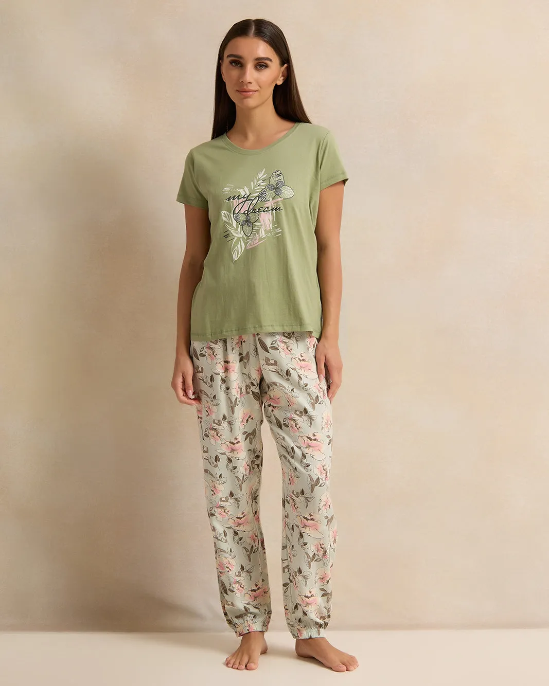 Women Green Floral Printed Pyjama Set (2 Piece) sold by Redtag