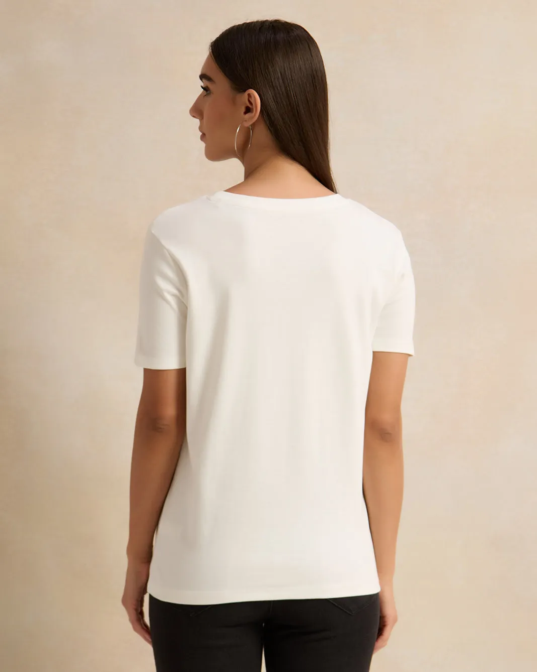 Women Ivory Embellished T-Shirt sold by Redtag product image thumbnail 3