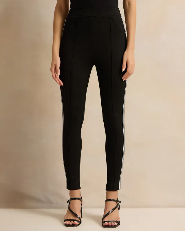 Women Black Side Tape Leggings sold by Redtag