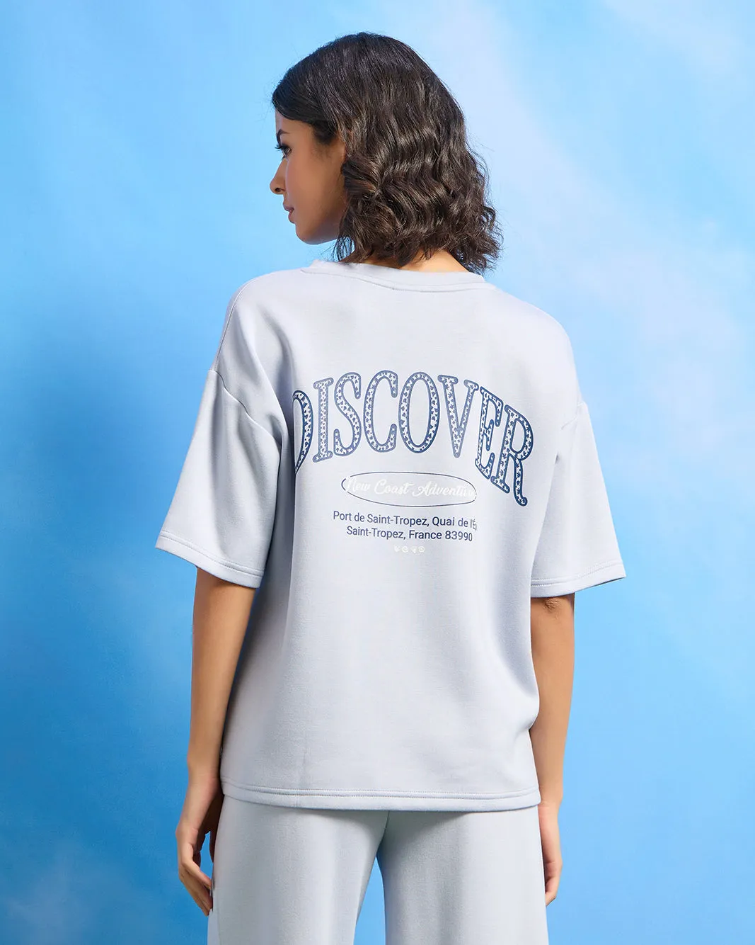 Women Blue Printed Active T-Shirt sold by Redtag product image thumbnail 3