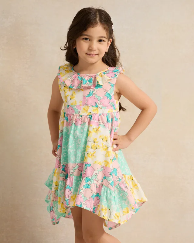 Girls Multicolor Floral Print Dress sold by Redtag