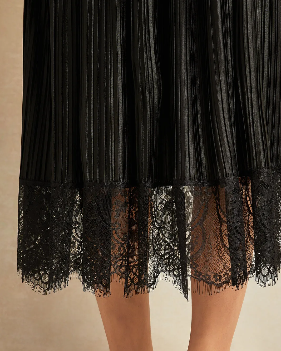 Women Black Pleated Lace Skirt sold by Redtag product image thumbnail 5