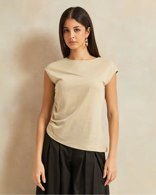 Women Beige Embellished Top sold by Redtag