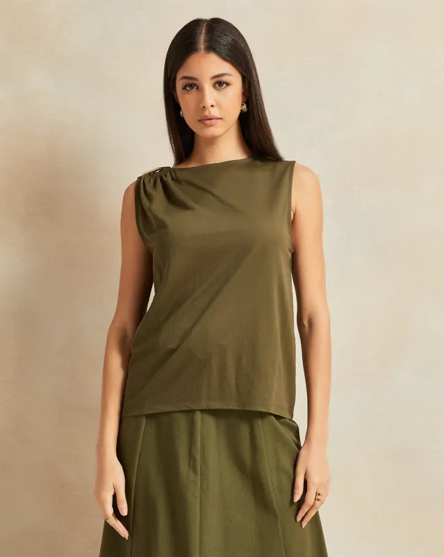Women Olive Embellished Top sold by Redtag