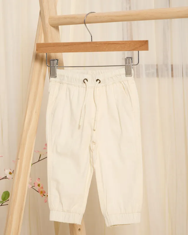 Infant Boys Cream Poplin Jogger sold by Redtag