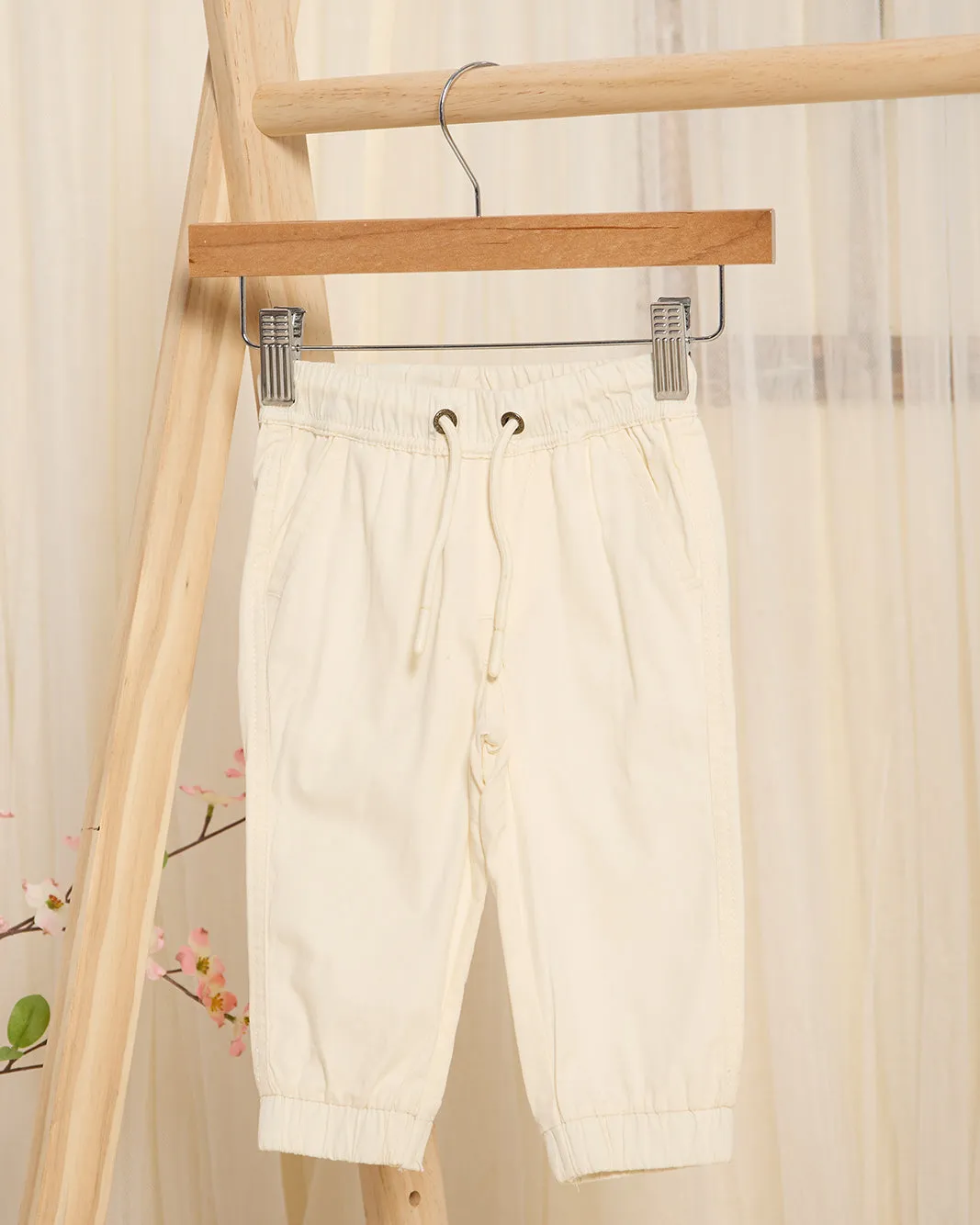 Infant Boys Cream Poplin Jogger sold by Redtag