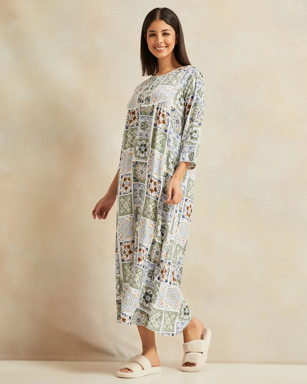Women Green Printed Nightgown sold by Redtag product image thumbnail 4