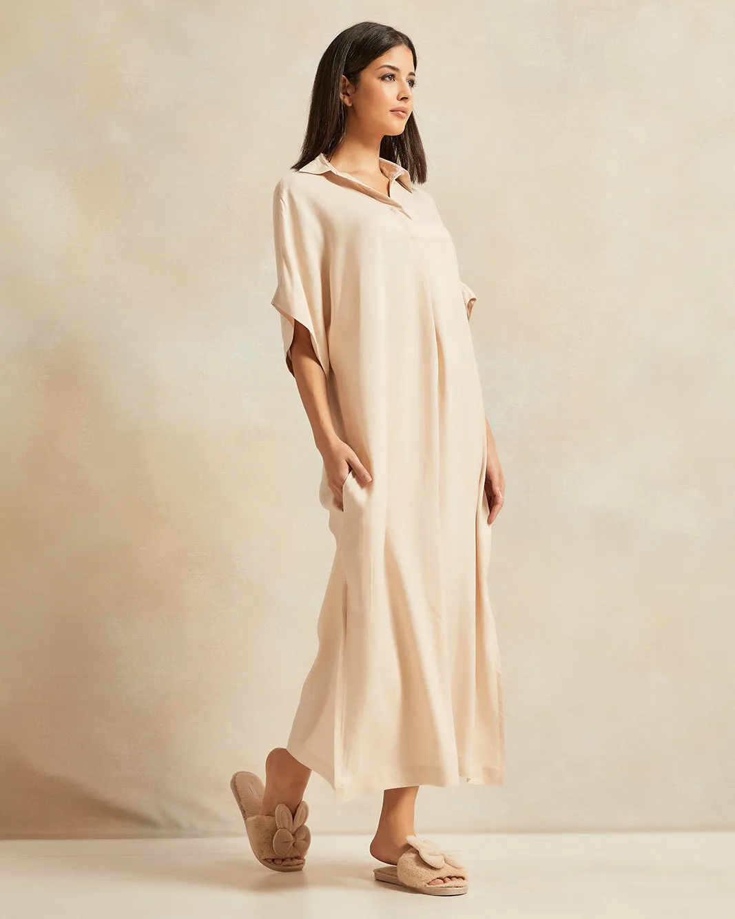 Women Ivory kaftan Drop Shoulder Nightgown sold by Redtag product image thumbnail 4