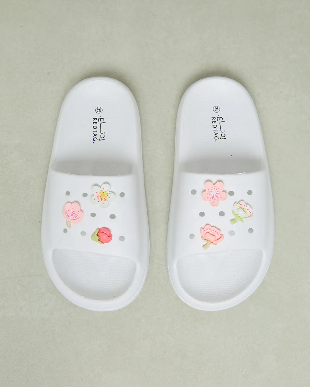 Senior Girls White Floral Slide sold by Redtag product image thumbnail 2