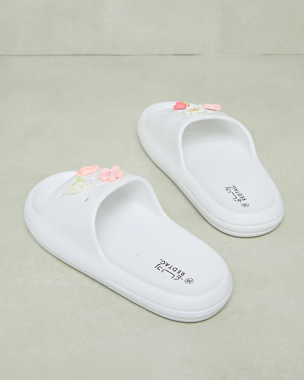 Senior Girls White Floral Slide sold by Redtag product image thumbnail 4