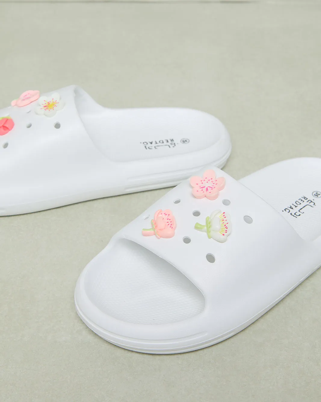 Senior Girls White Floral Slide sold by Redtag product image thumbnail 3