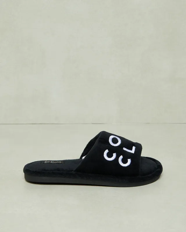 Women Black Embroidered Slipper sold by Redtag