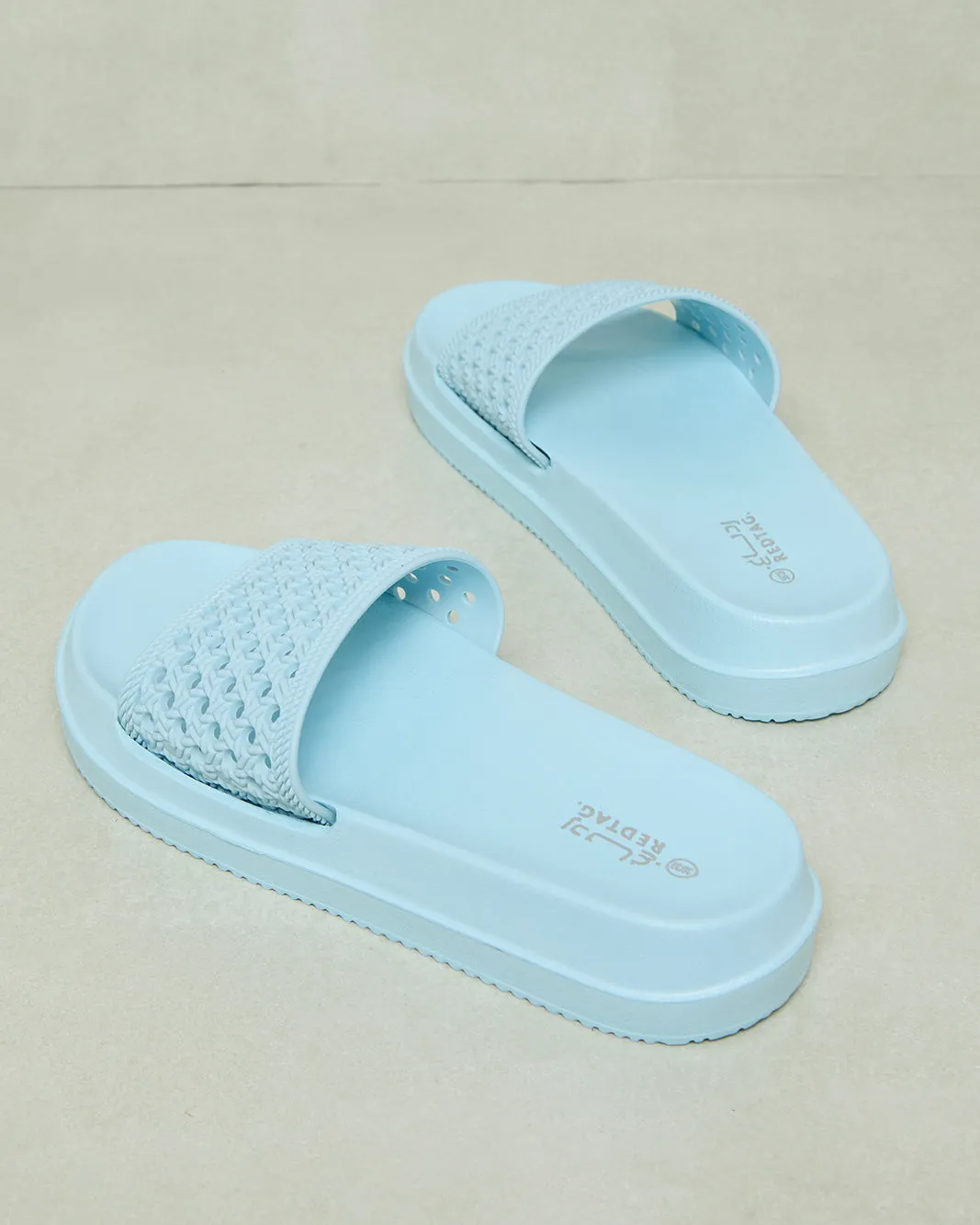 Women Blue Textured Slide sold by Redtag product image thumbnail 3