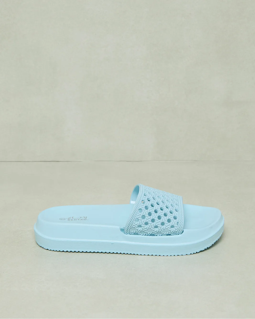 Women Blue Textured Slide sold by Redtag