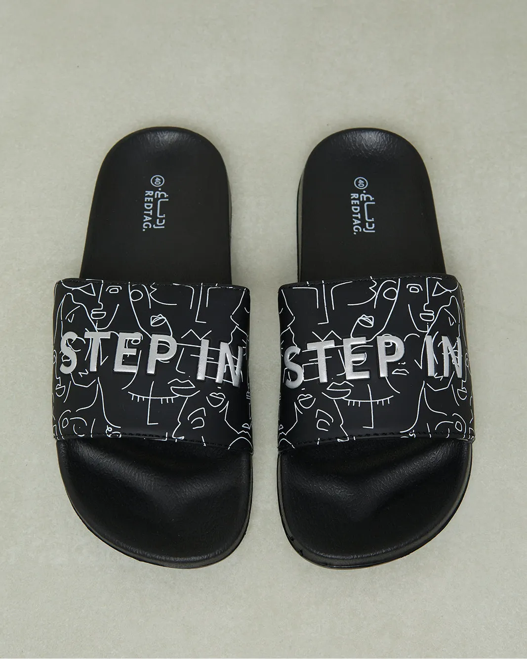 Women Black Printed Slide sold by Redtag product image thumbnail 2