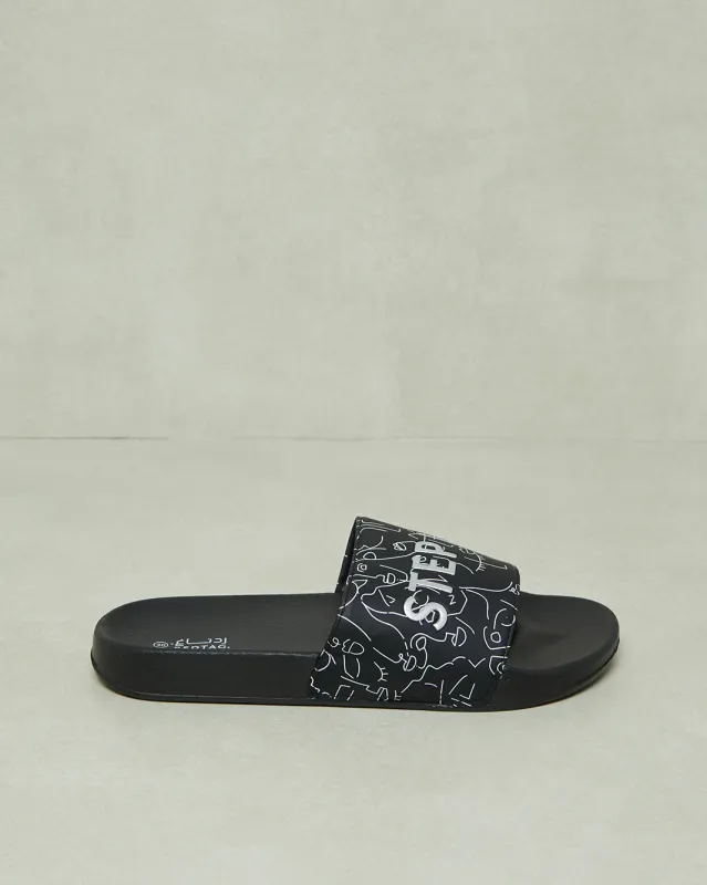 Women Black Printed Slide sold by Redtag