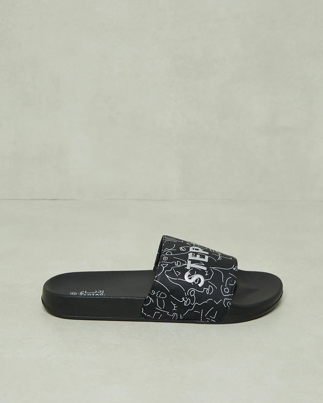 Women Black Printed Slide sold by Redtag