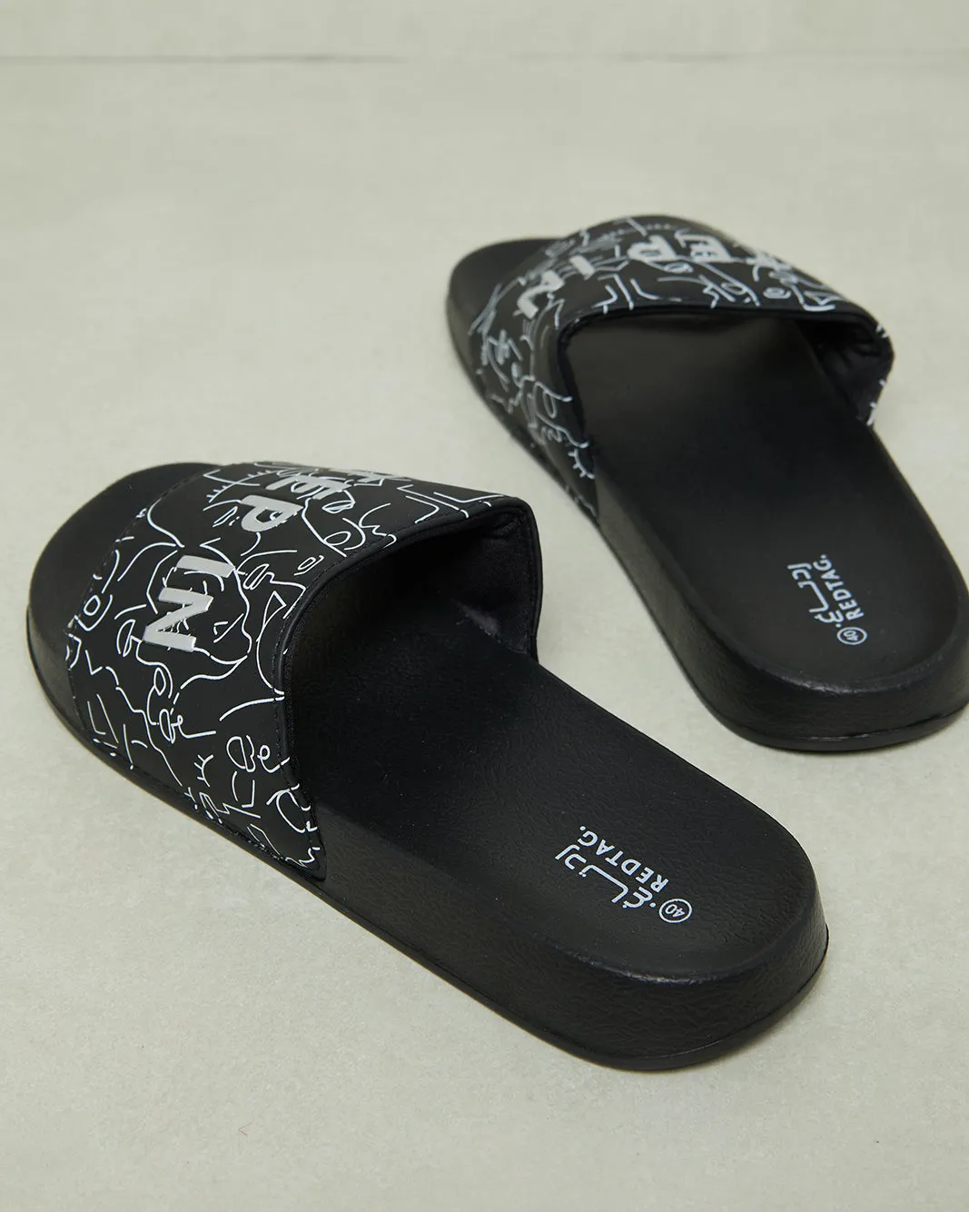 Women Black Printed Slide sold by Redtag product image thumbnail 4
