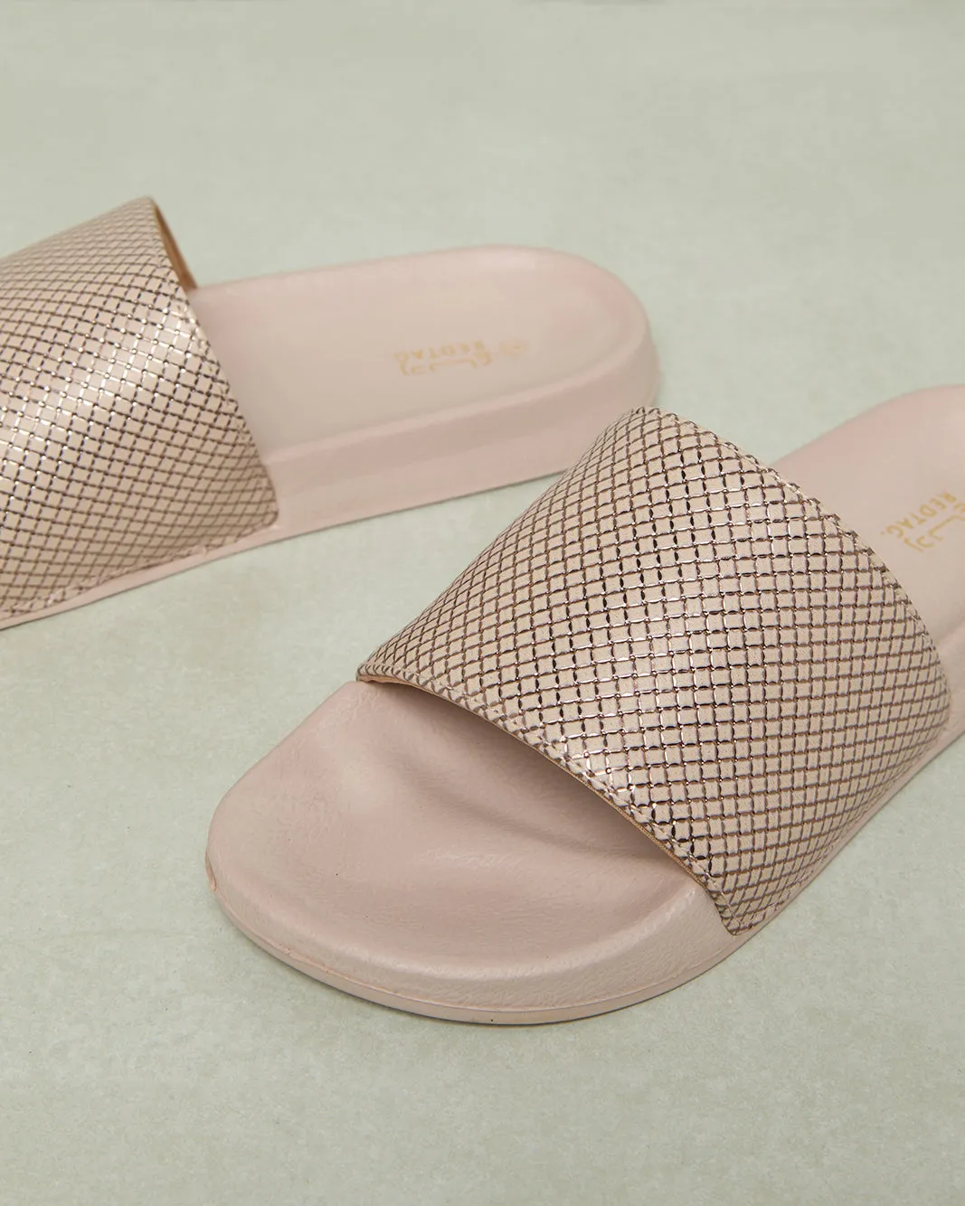 Women Beige Embossed Slide sold by Redtag product image thumbnail 3