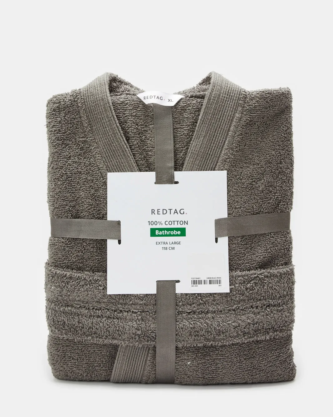 Grey Essence Kimono Bathrobe With Ribbed Border sold by Redtag