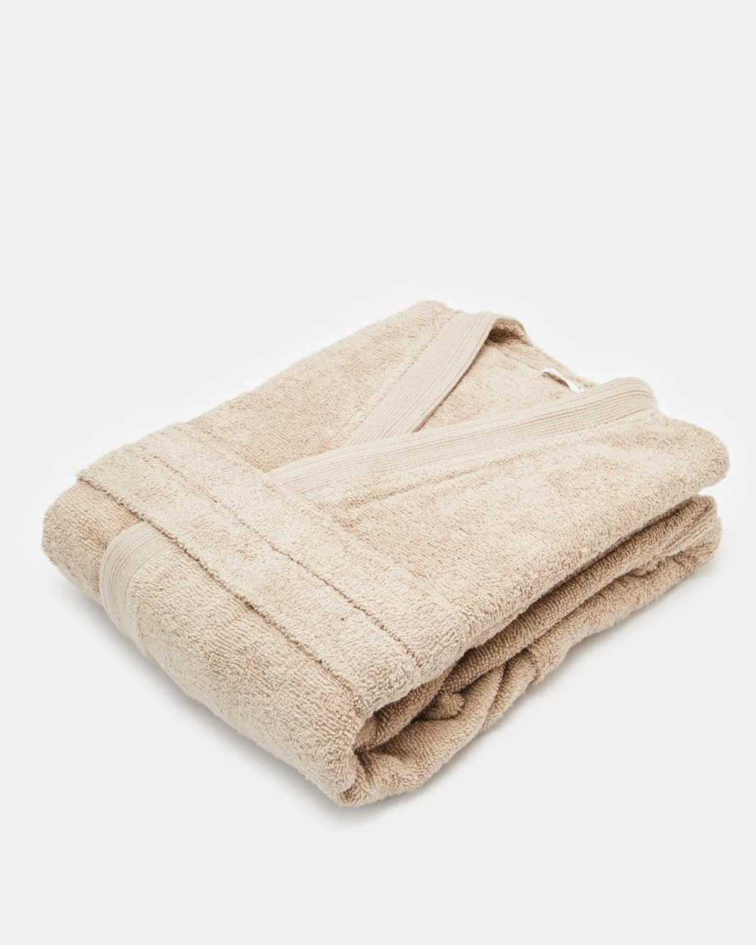 Beige Essence Kimono Bathrobe With Ribbed Border sold by Redtag product image thumbnail 2