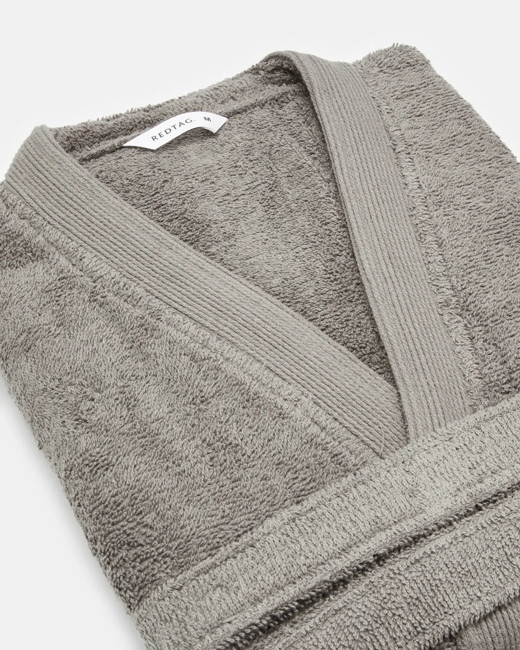 Grey Essence Kimono Bathrobe With Ribbed Border sold by Redtag product image thumbnail 3