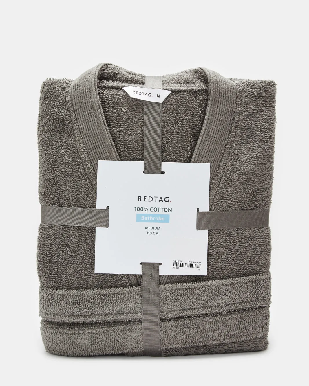 Grey Essence Kimono Bathrobe With Ribbed Border sold by Redtag